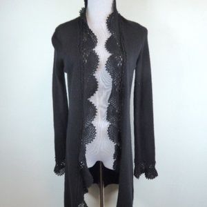 Sutton Studio Cashmere crochet open sweater coat S